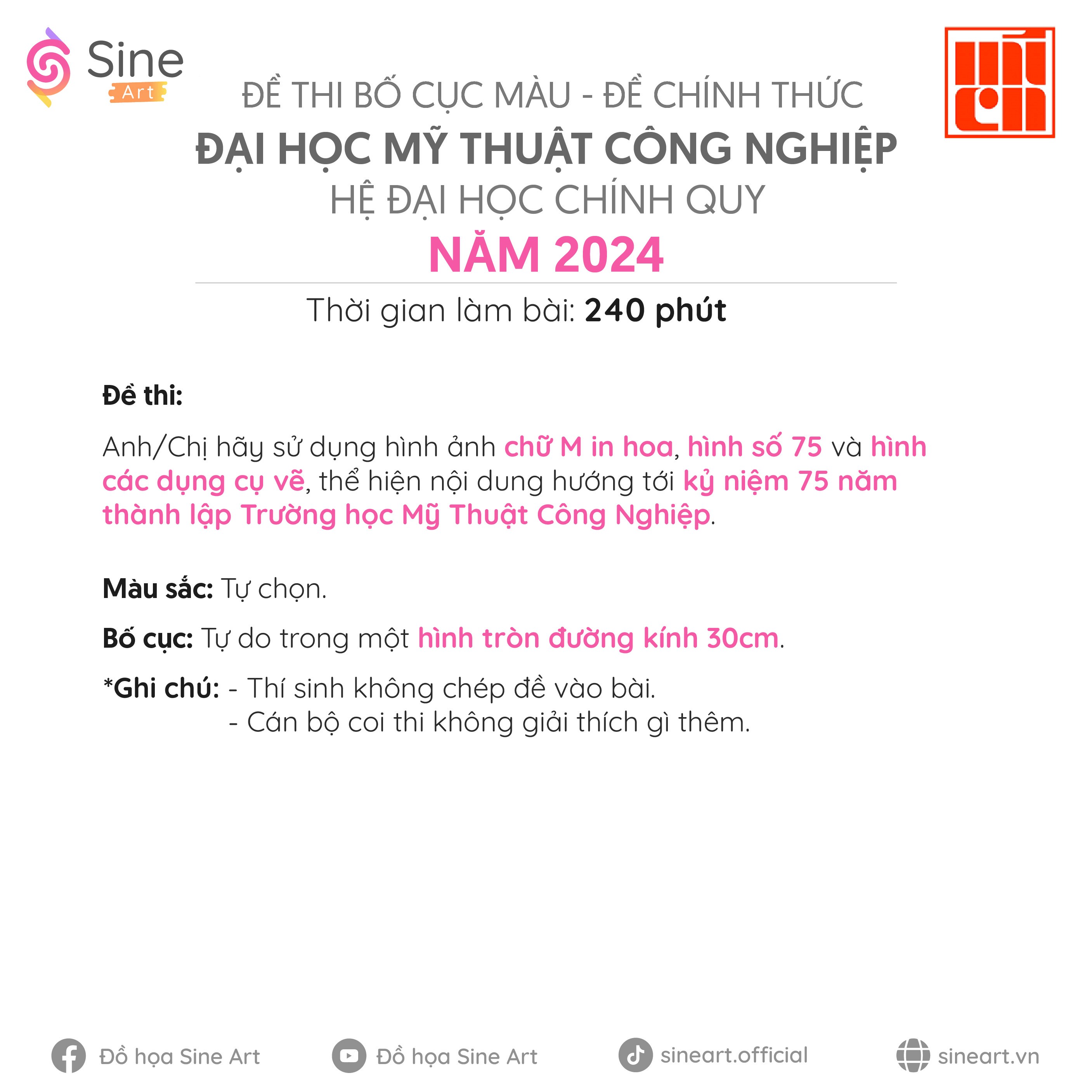 đề thi bố cục màu Đại học Mỹ thuật Công nghiệp 2024