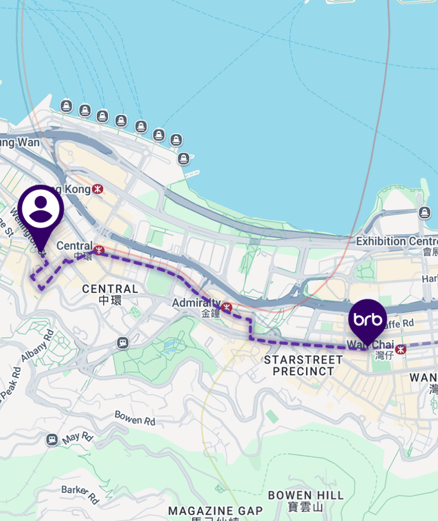 Live map tracking of a BRB delivery in progress