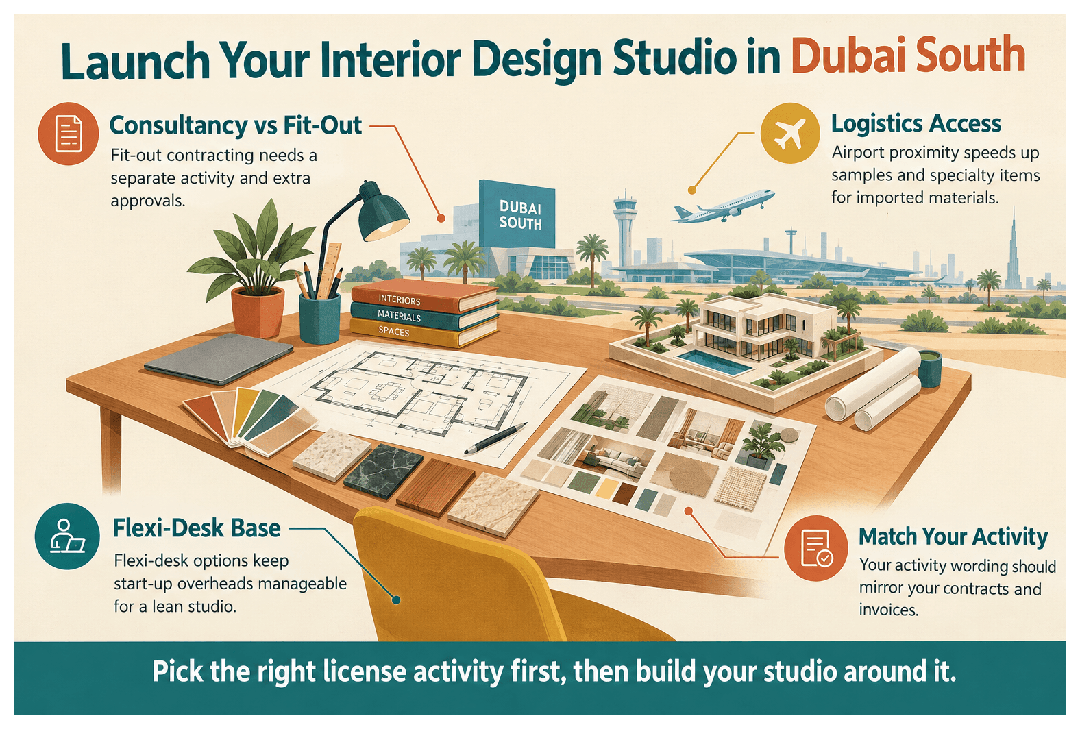 Infographic: Setting Up an Interior Design Business in Dubai South: License, Cost and Steps