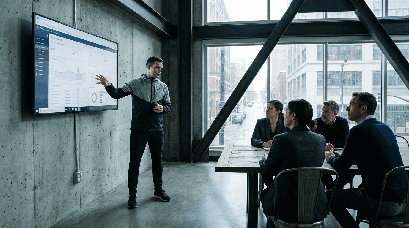 SaaS team in a sales meeting, using Parlay to gain clear insights on sales conversations