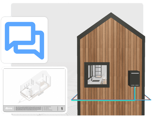 Communicate with tiny house build team using tiny house plumbing diagram
