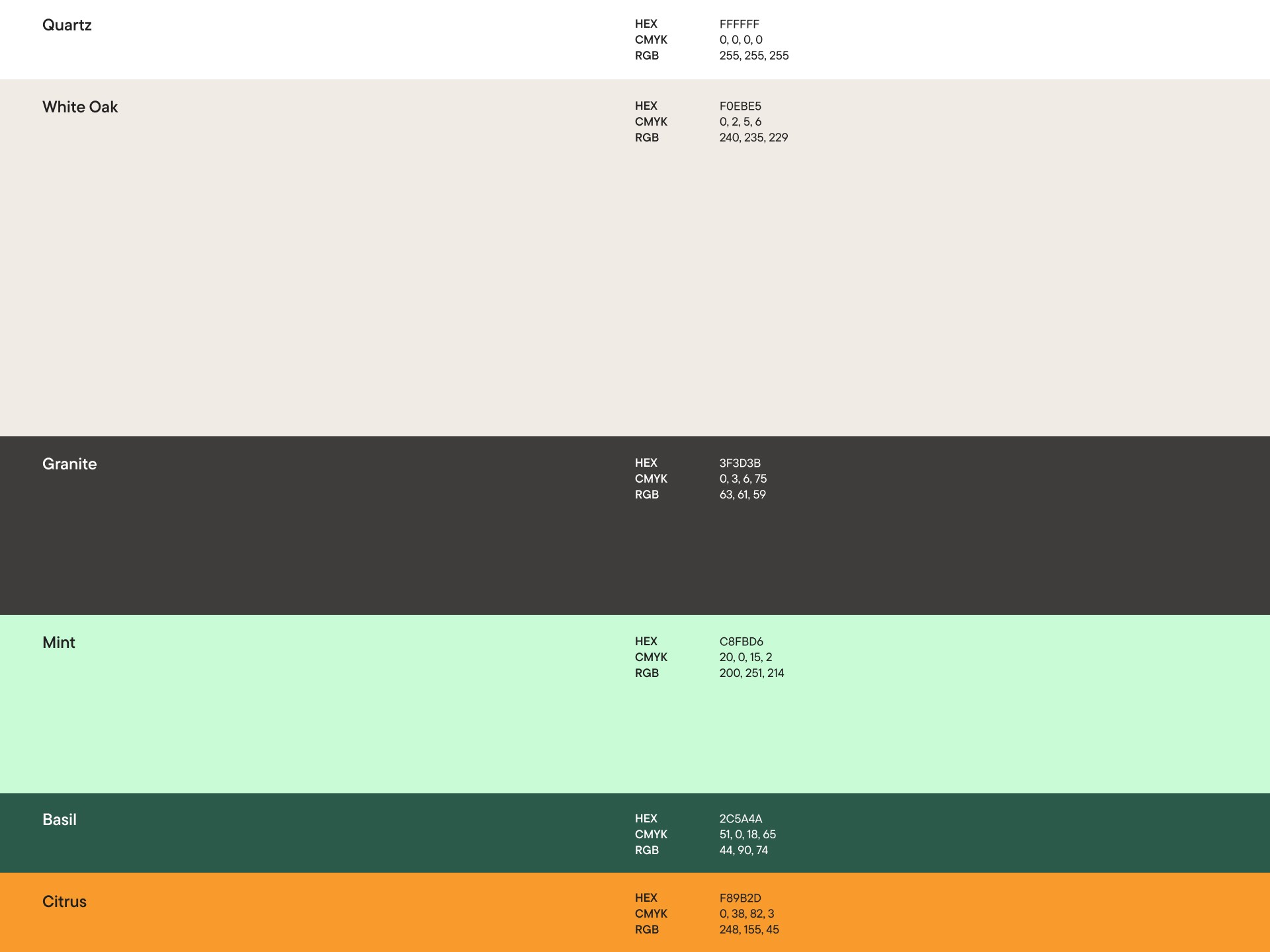 Primary colour palette.