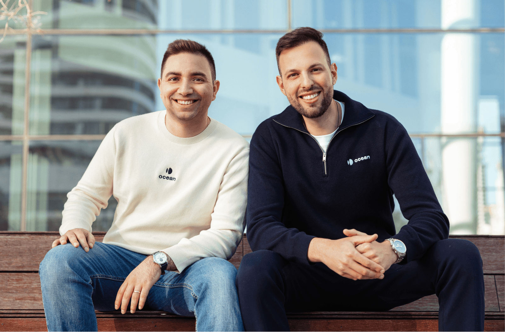 Founder photo missing alt text: Add: 'Ocean Security co-founders Shay Shwartz and Oran Moyal photographed in Tel Aviv'.