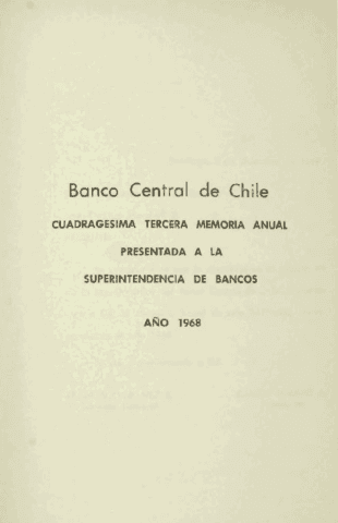 Banco Central de Chile. Memoria Anual 1968