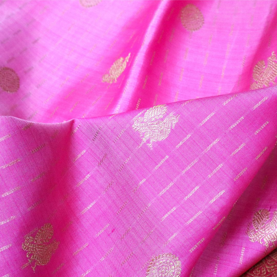 Pink and Red Rose Kanchivaram Silk Saree