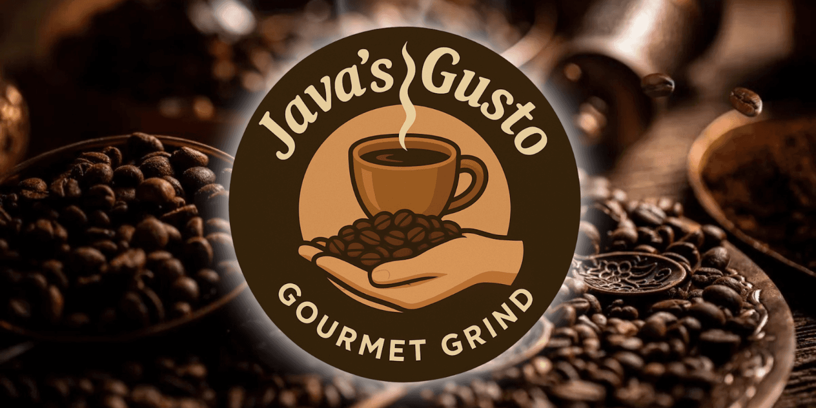 Java's Gusto logo showcasing gourmet coffee with health benefits, offering rich flavors and antioxidant-powered blends through subscriptions.