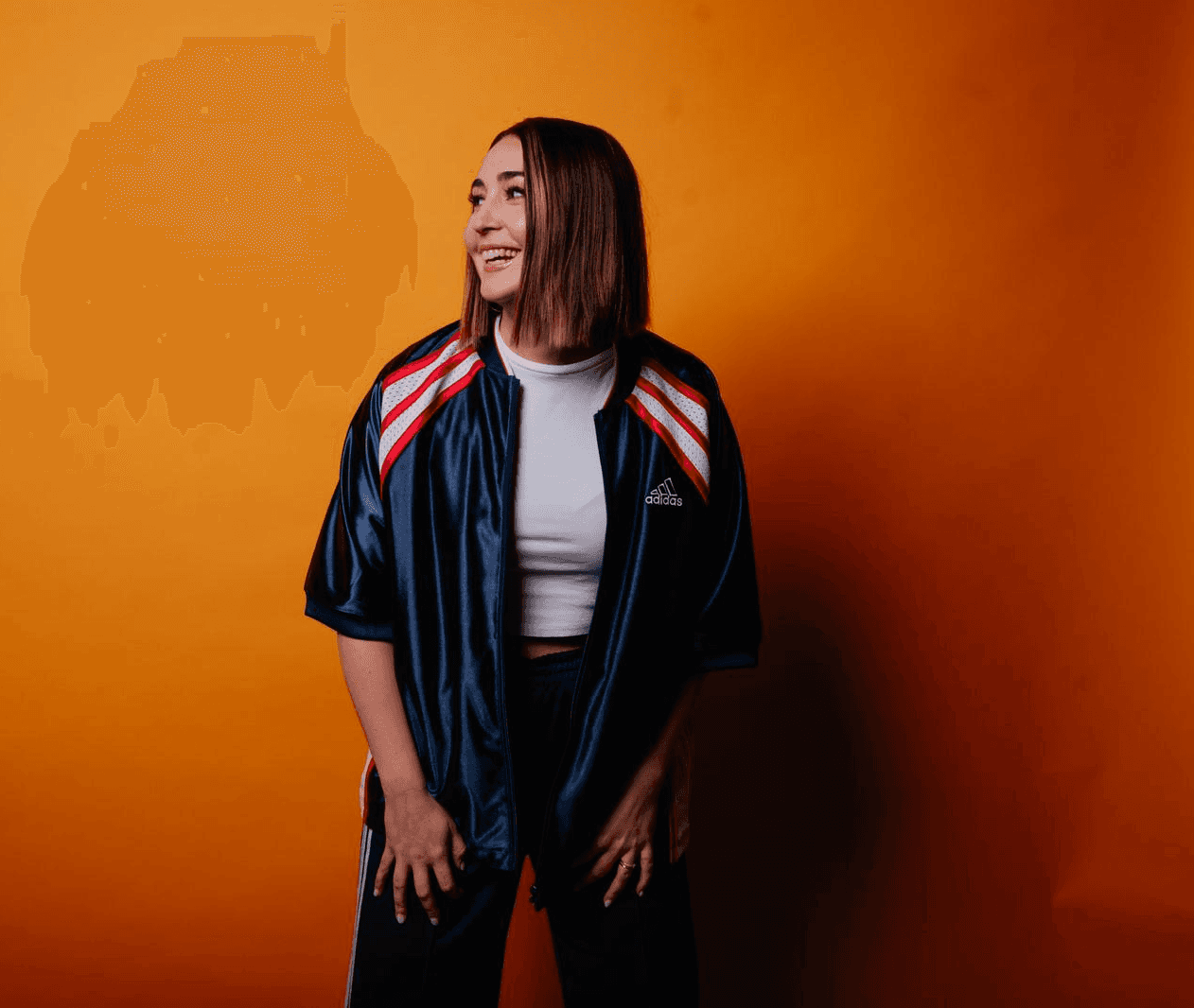 Girl with a beenie and blue jacket