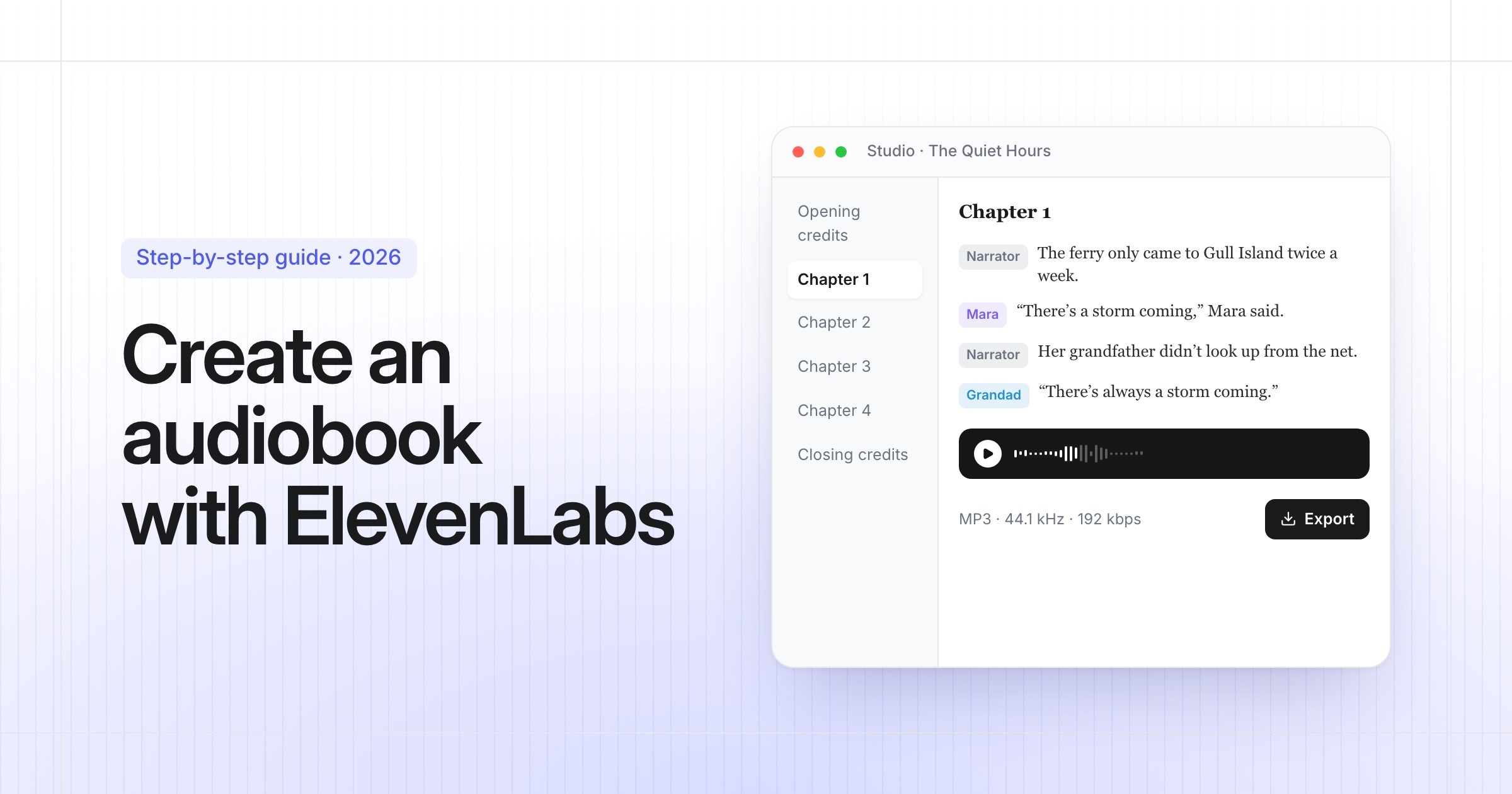 Create an audiobook with ElevenLabs