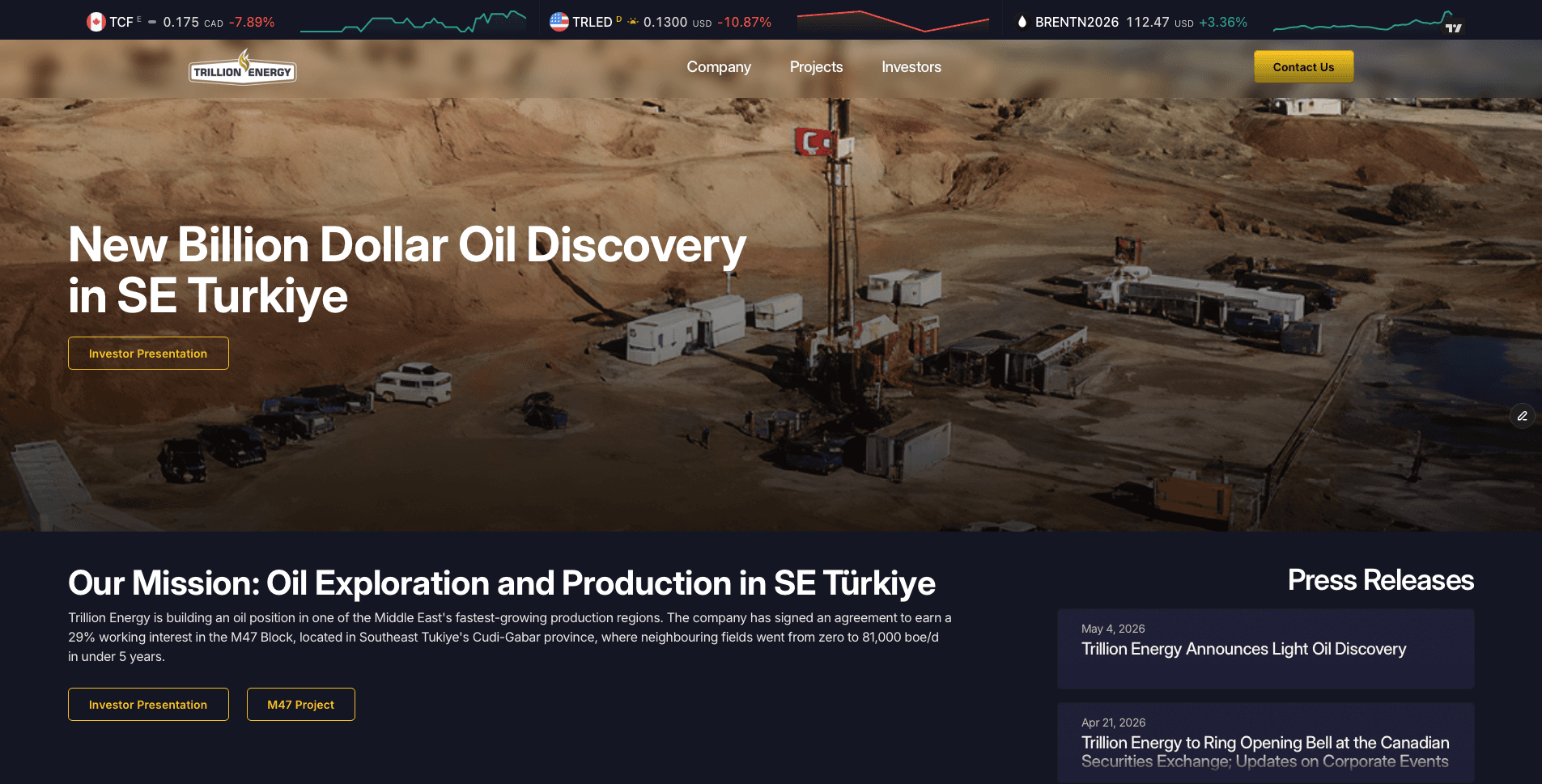 Trillion Energy International Inc. image from its website