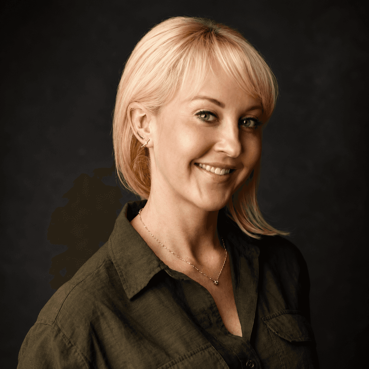 Molly Shelestak, director of Faces of Impact, black and white portrait
