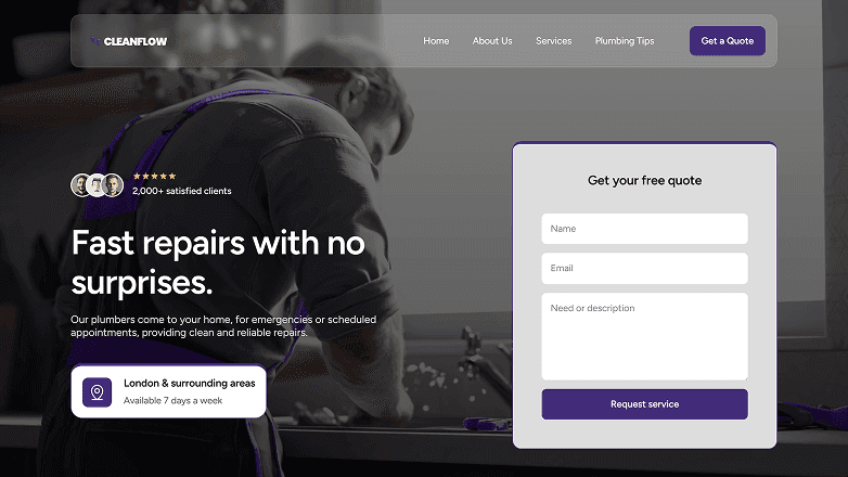 local service website with online quote request form