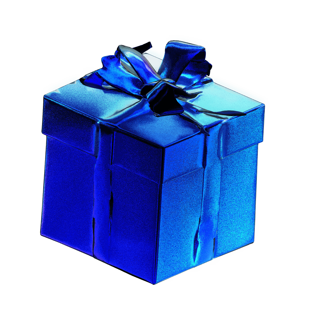 3D Gift Box in Glassy Blue Color