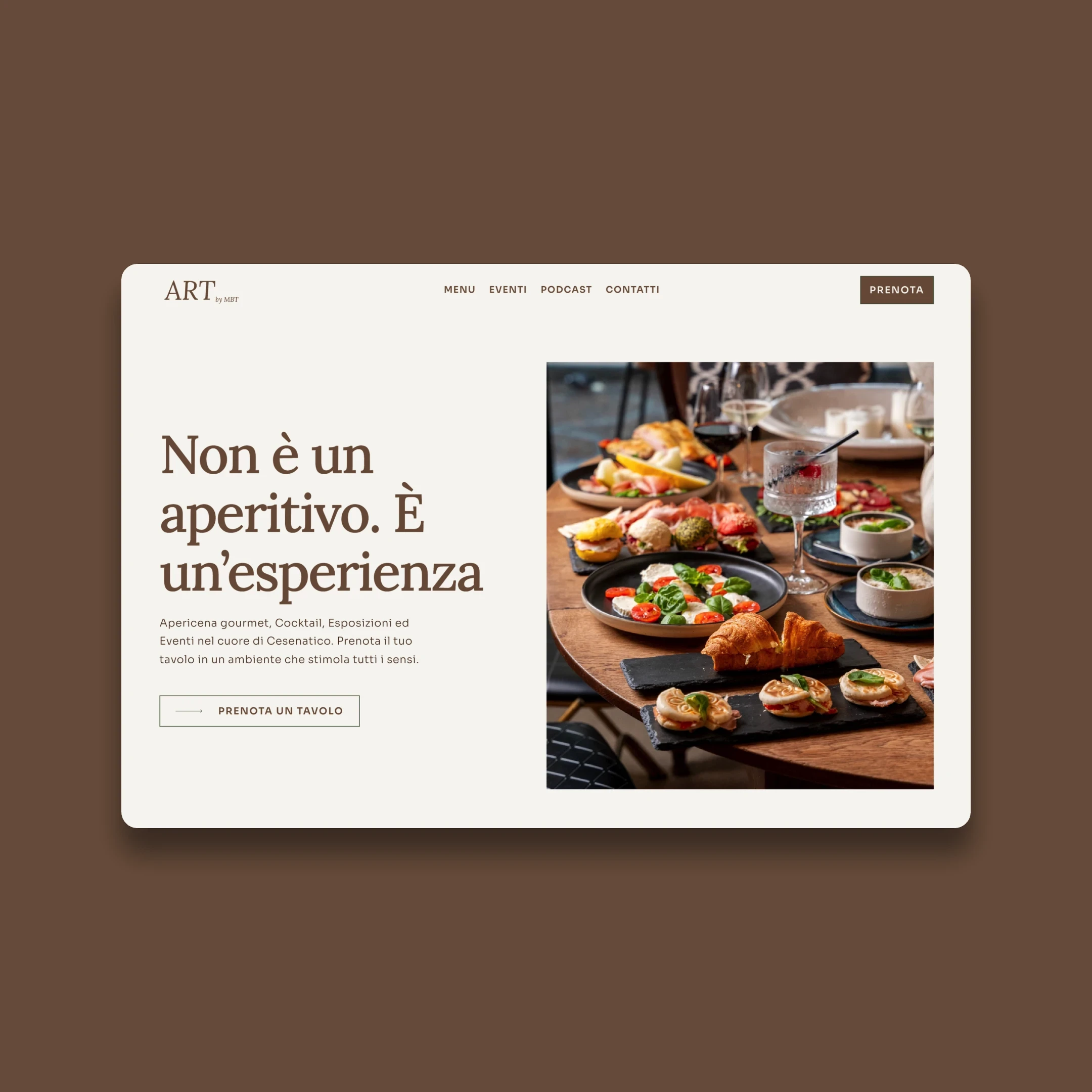 Sito web realizzato per Art by Mbt Bar e Cocktail - Cesenatico— web design Framer