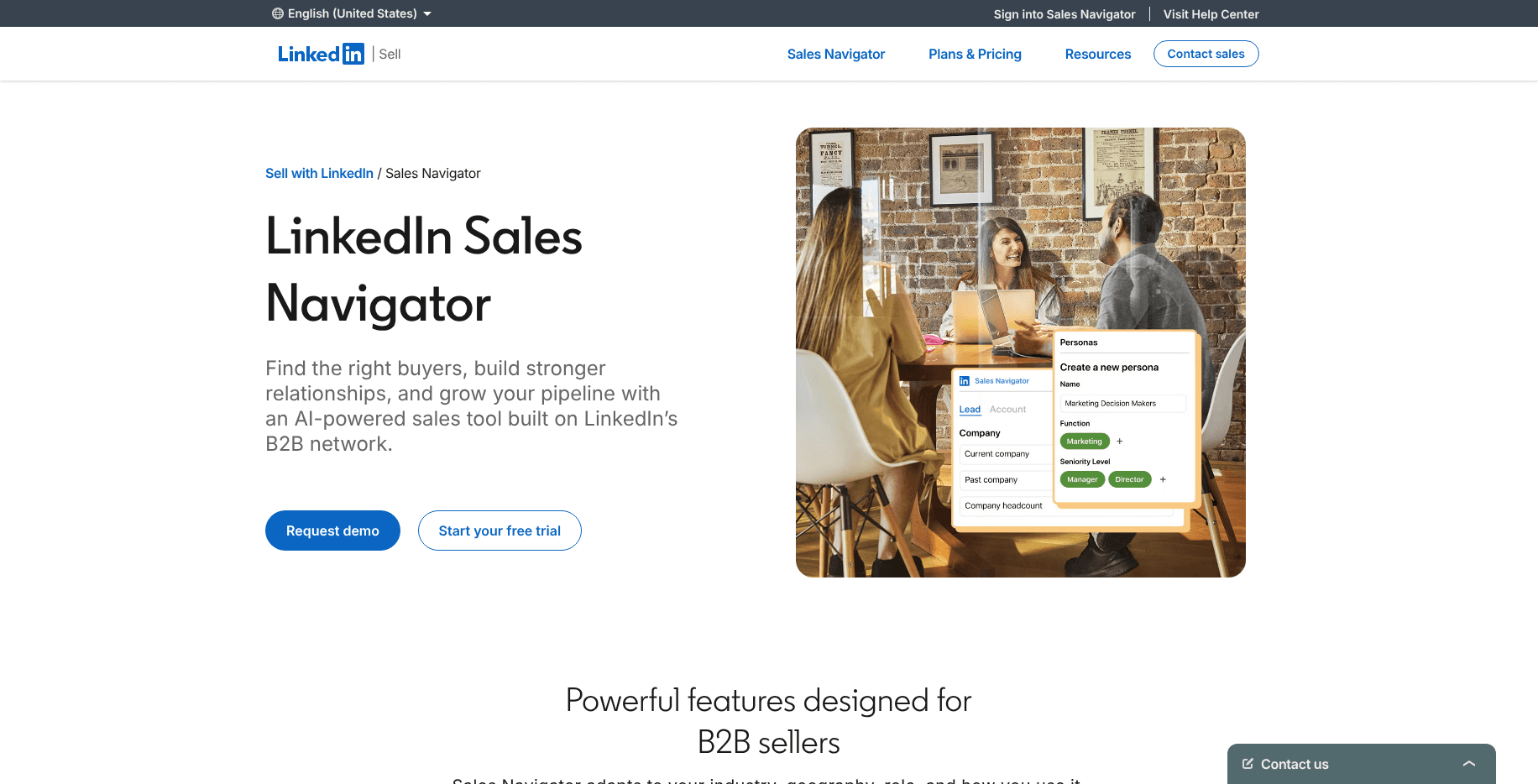 LinkedIn Sales Navigator homepage