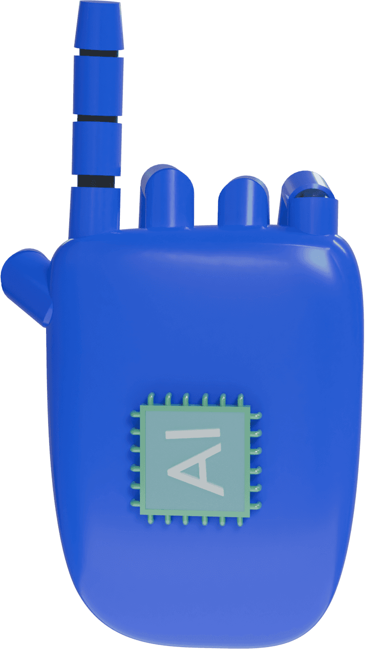 Isometric blue robotic hand pointing up