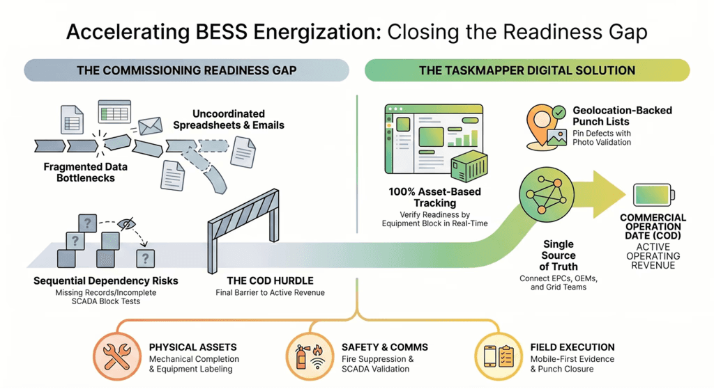 From Mechanical Completion to Energization: How TaskMapper Streamlines BESS Commissioning
