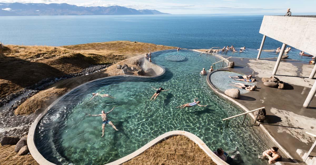 GeoSea Geothermal Sea Baths in Húsavík with ocean views over Skjálfandi Bay in North Iceland