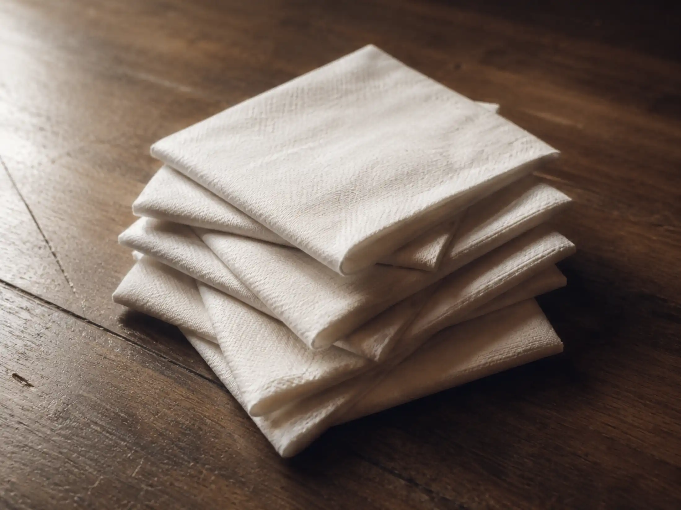 Napkins stacked in a criss-cross pattern