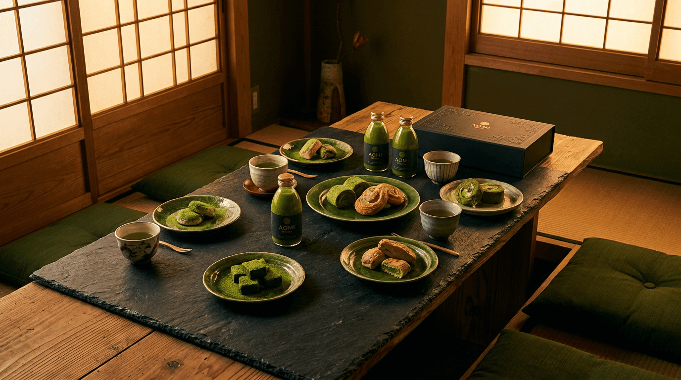 AOMI menu — seasonal tea rituals and botanical dishes