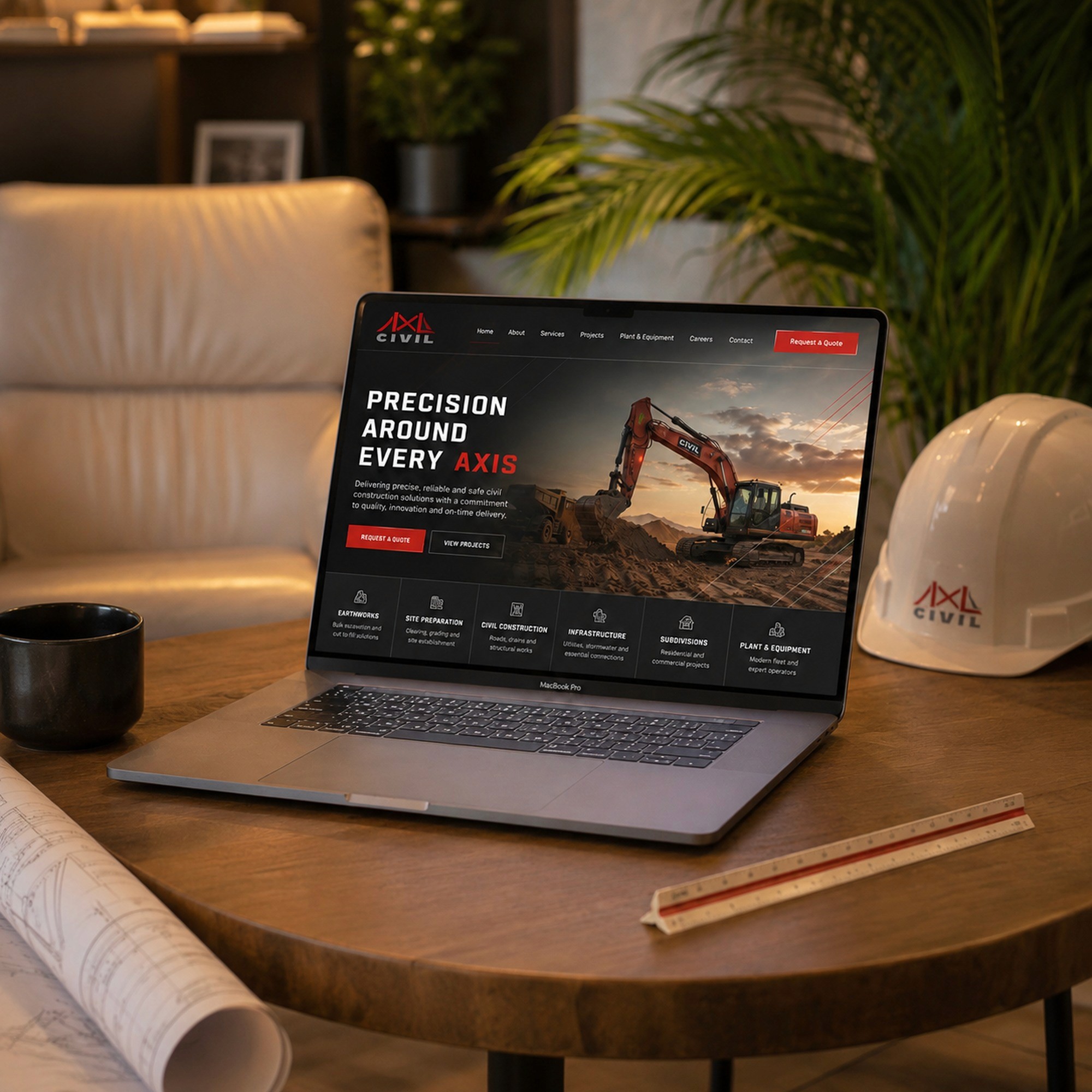 AXL Civil - Website on MacBook
