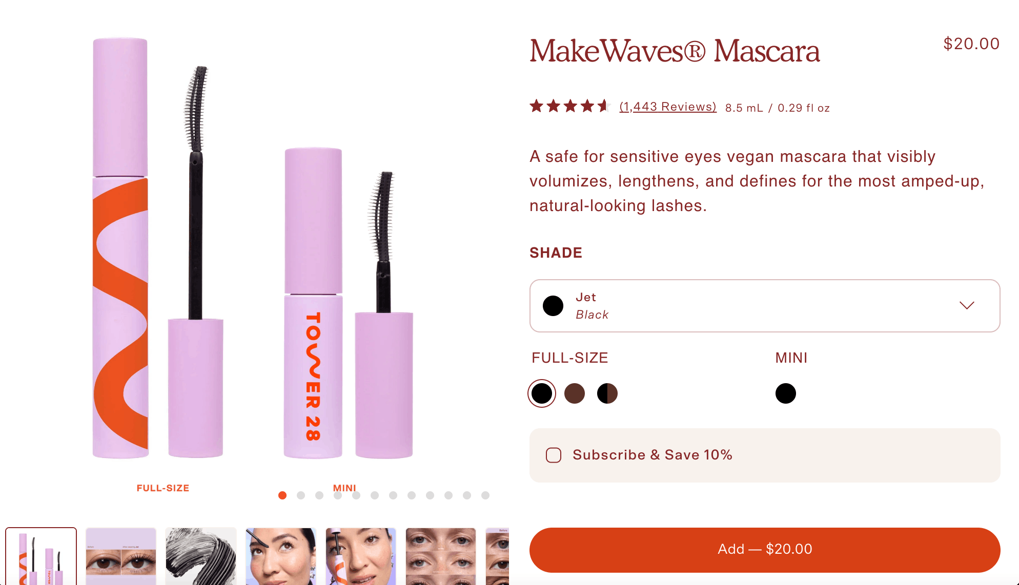 Tower 28 product landing page
