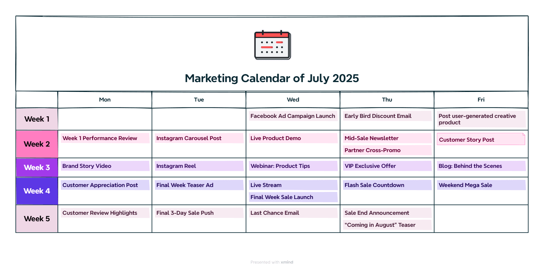 Marketing Calendar from Xmind