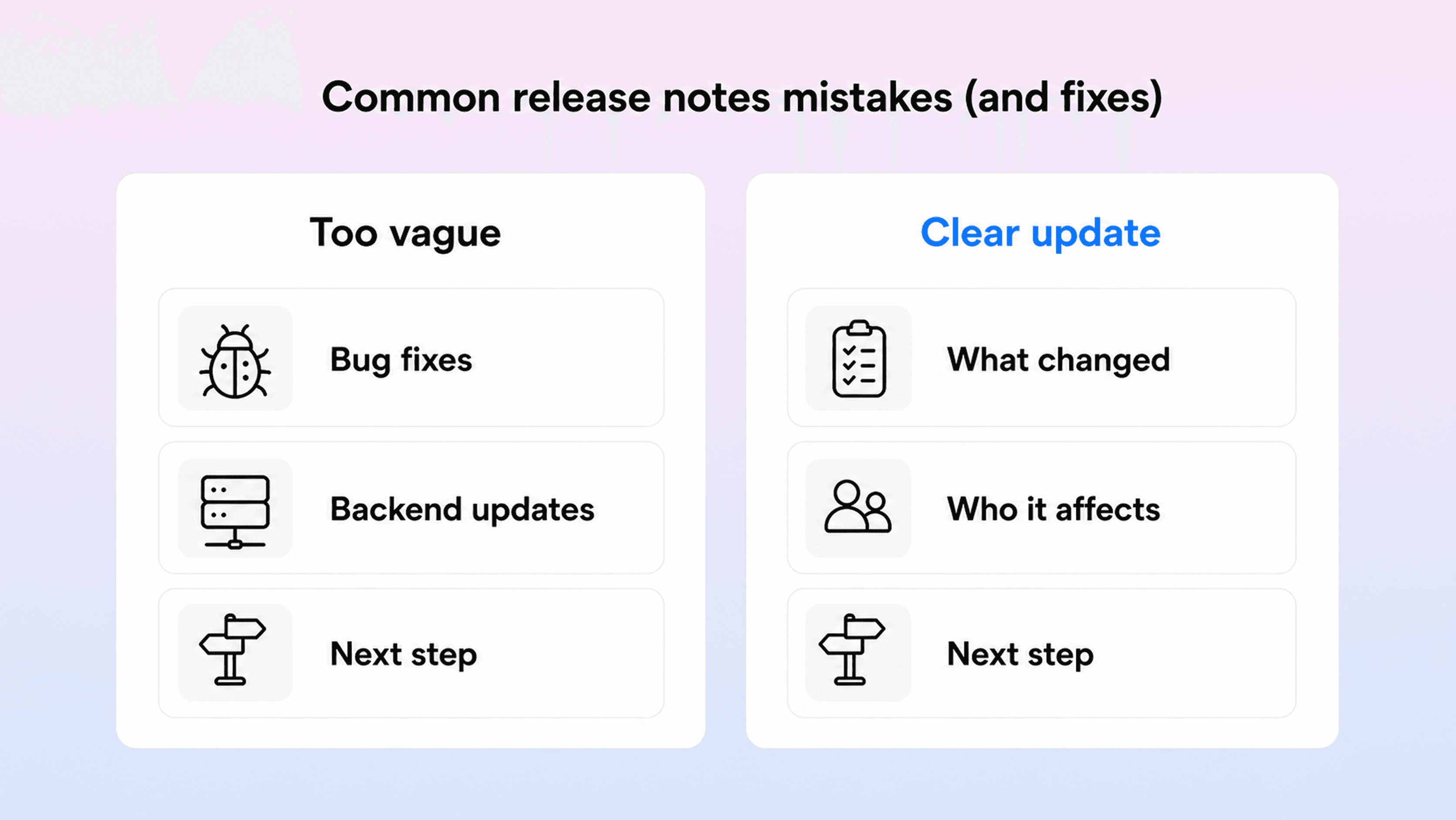 Common release notes mistakes compared with a clearer update structure