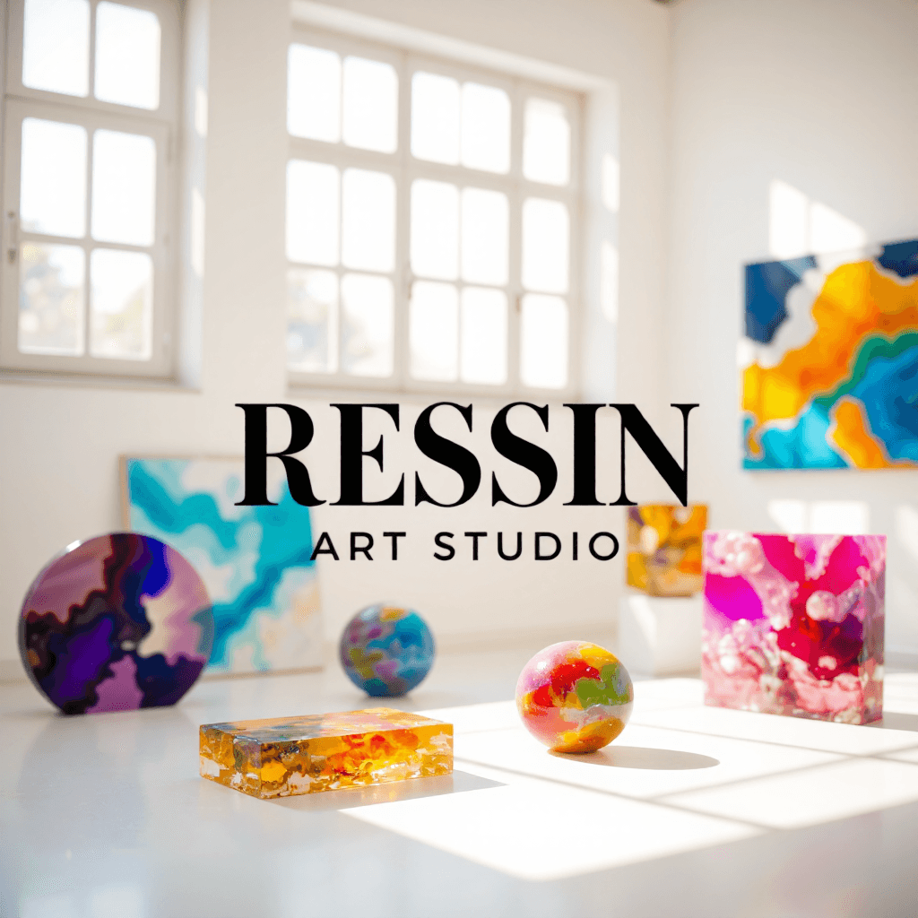 product photography of a logo of a resin art studio