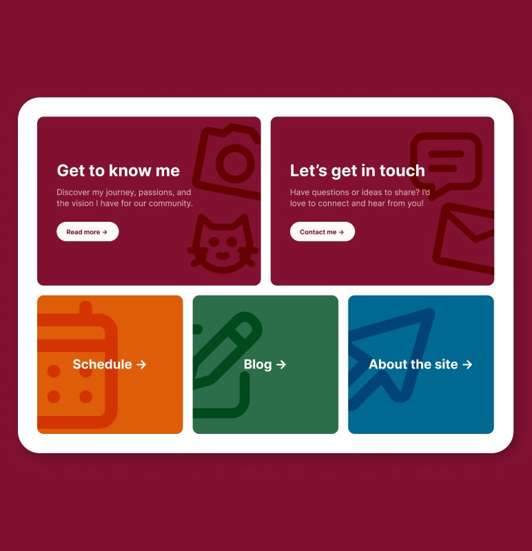 Exemplos de botões redirecionadores