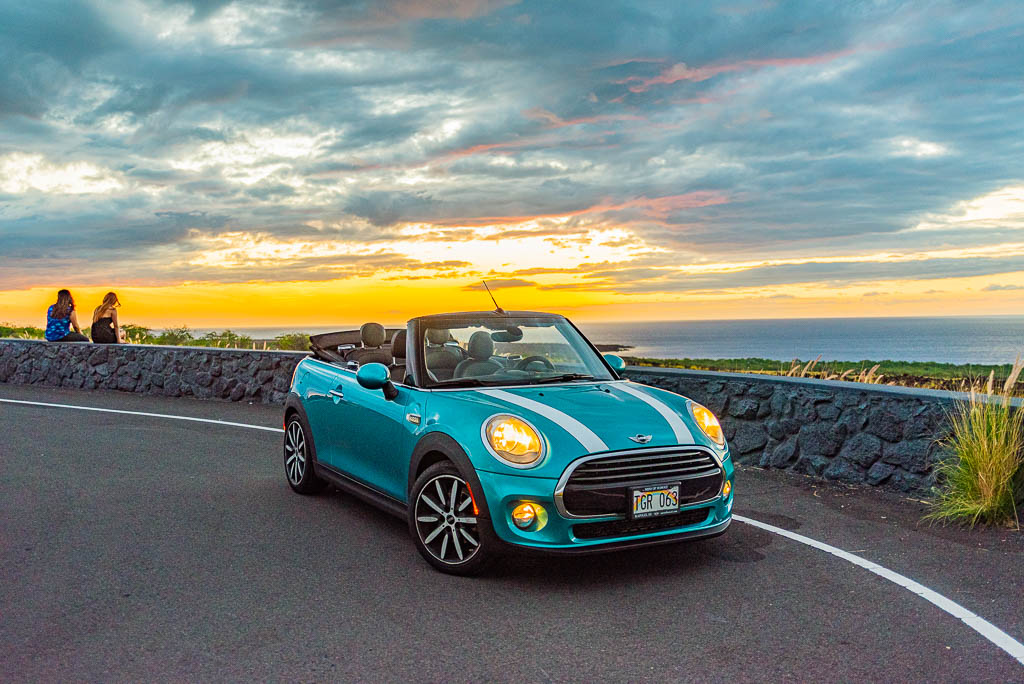 Teal Mini Cooper For Rent In Kona Big Island Hawaii