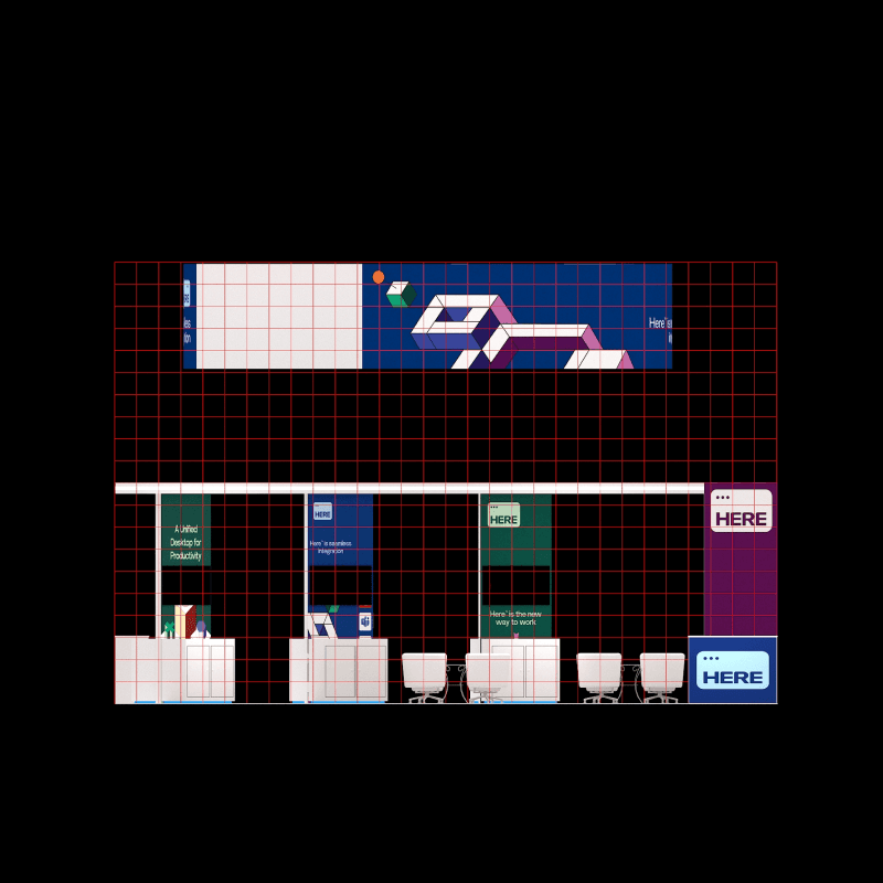 20x30 modular island booth for product demonstrations, sales meetings, and lead generation