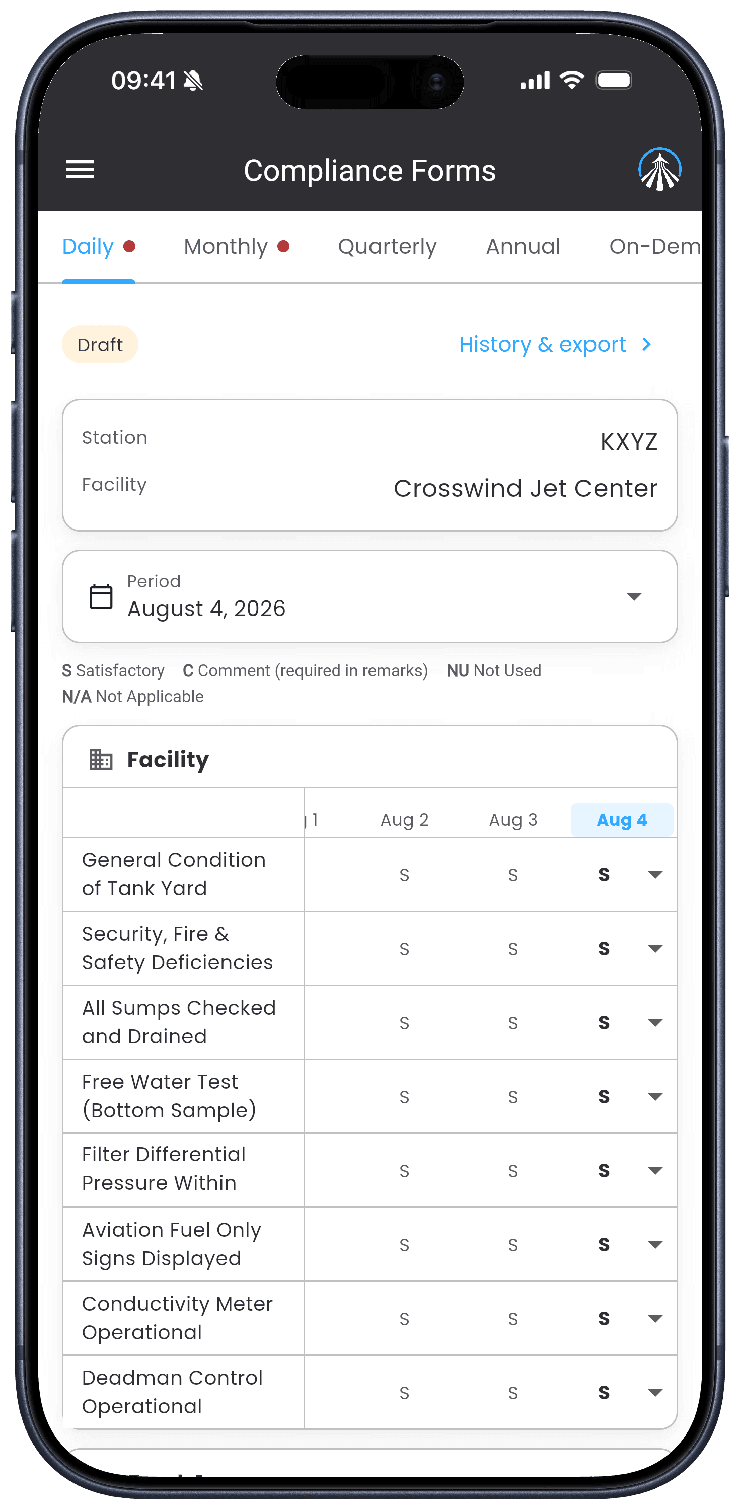 RunwaySync Compliance Forms on mobile