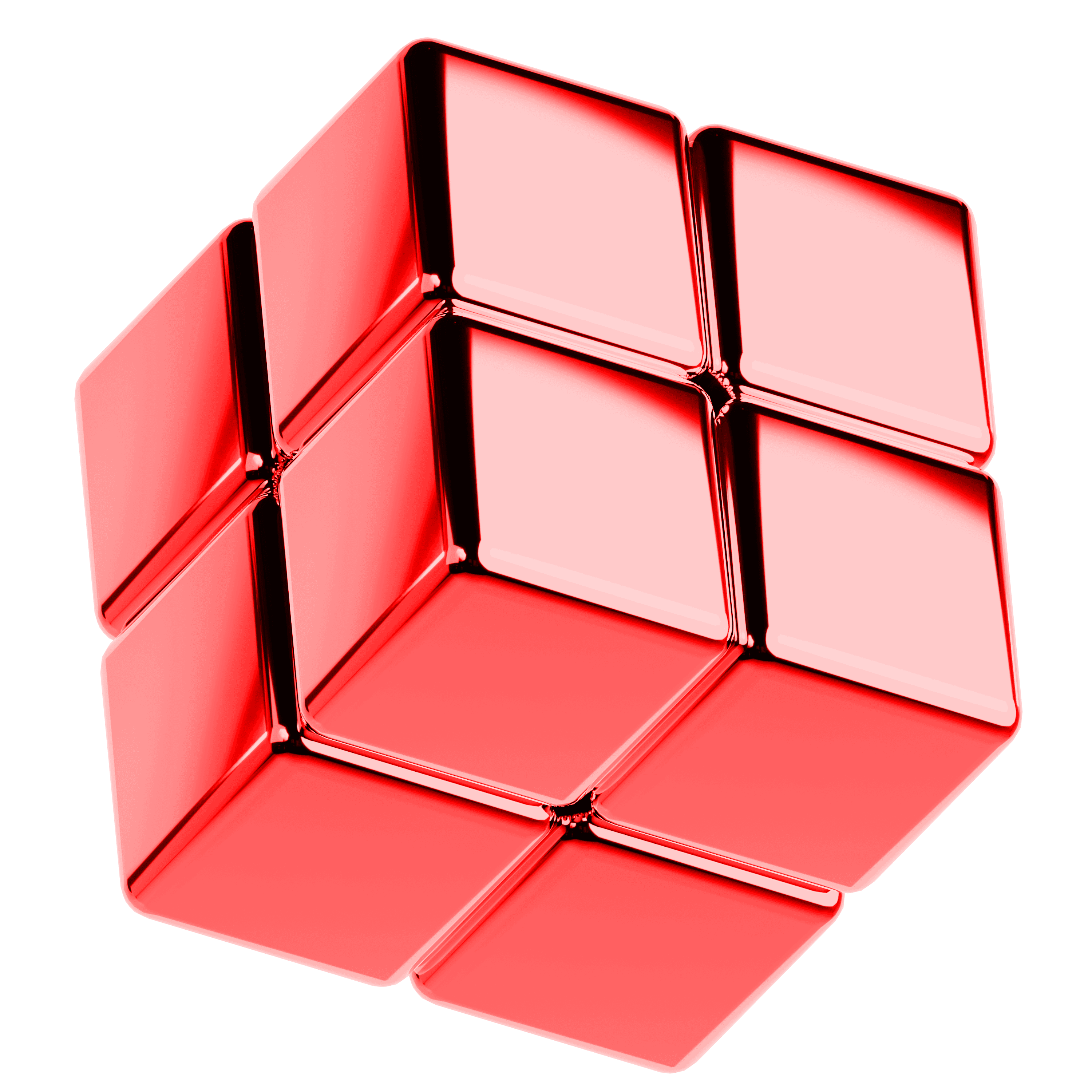 A red 3D rubiks cube