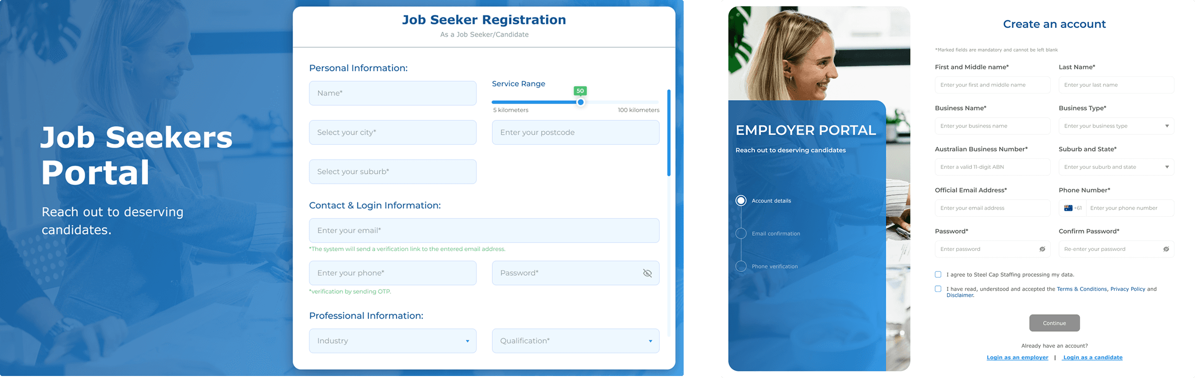 Old and new registration page design