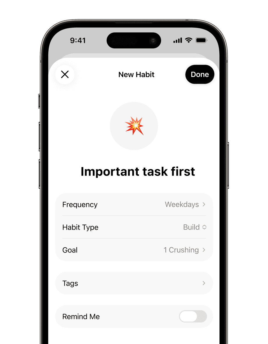 Intuitive habit customization options in the Habitastic habit tracking app.