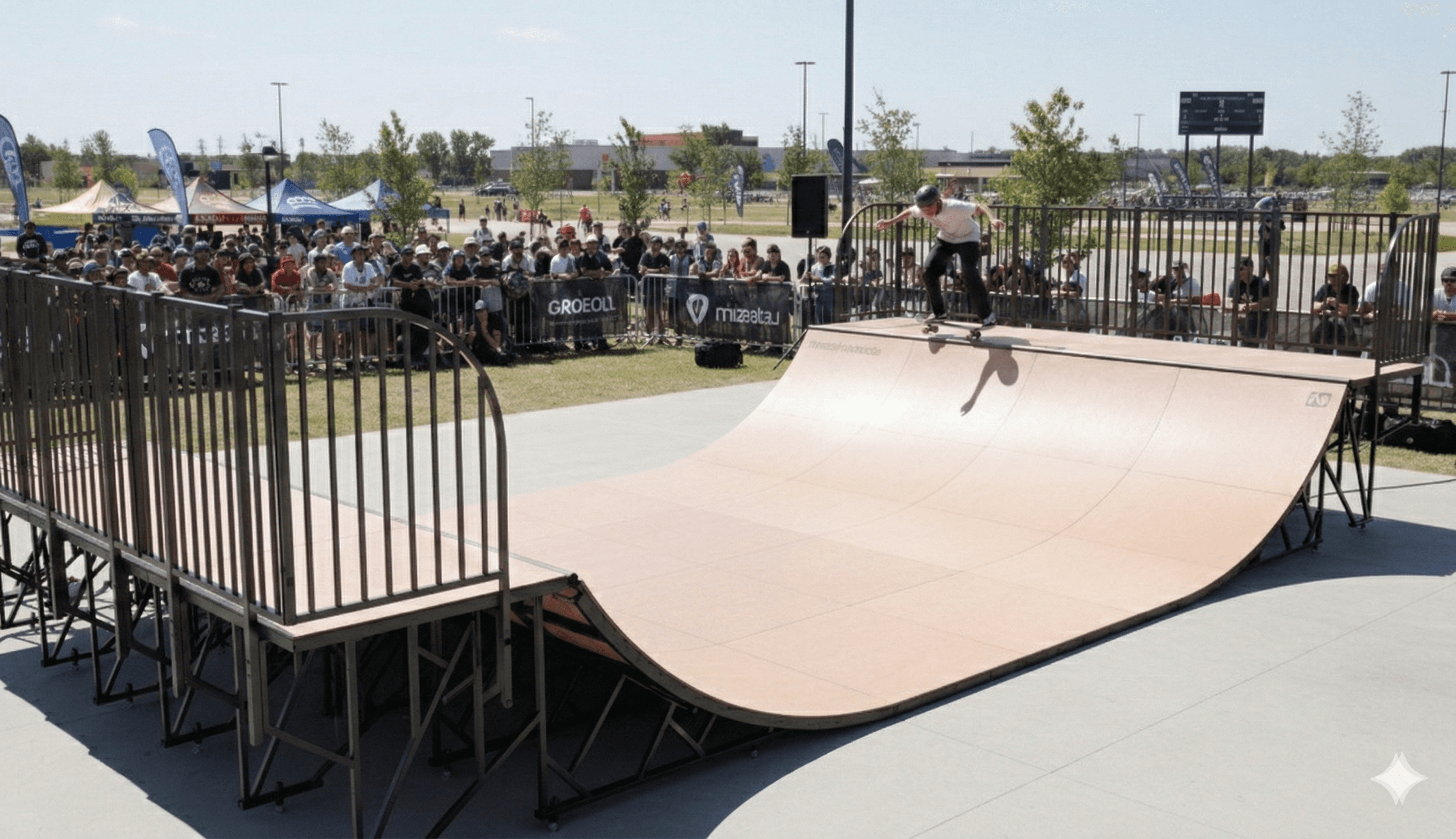 nanuskate ramp with skateboarder about to ride