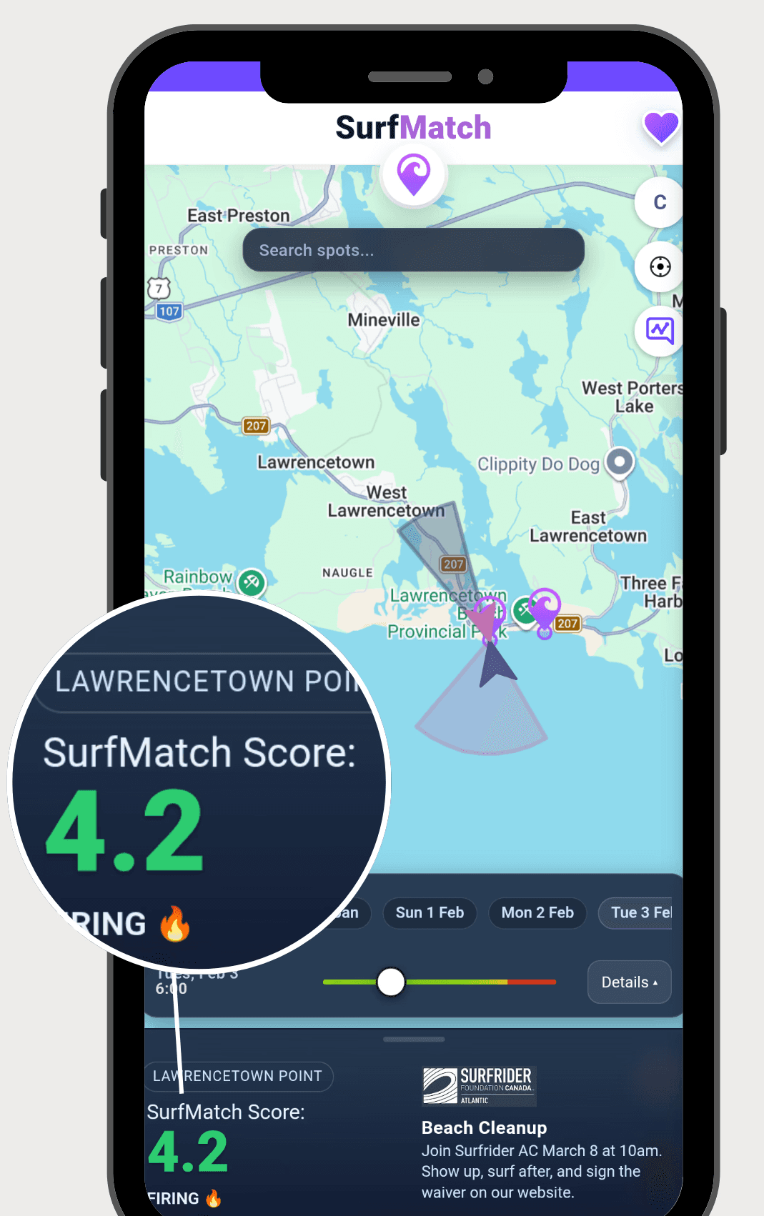 image of phone with surfmatch score