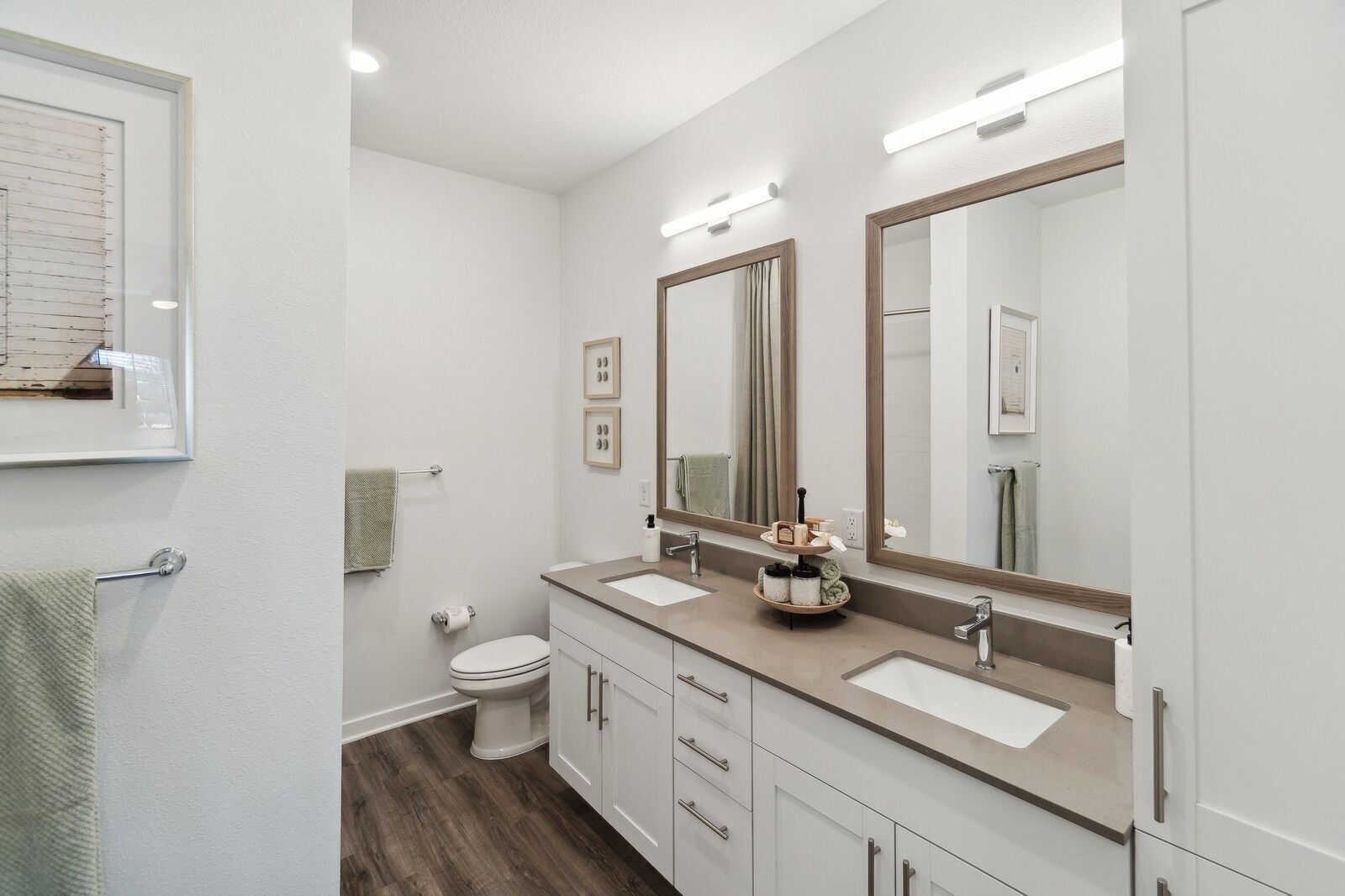 Dual Vanities with Framed Mirrors