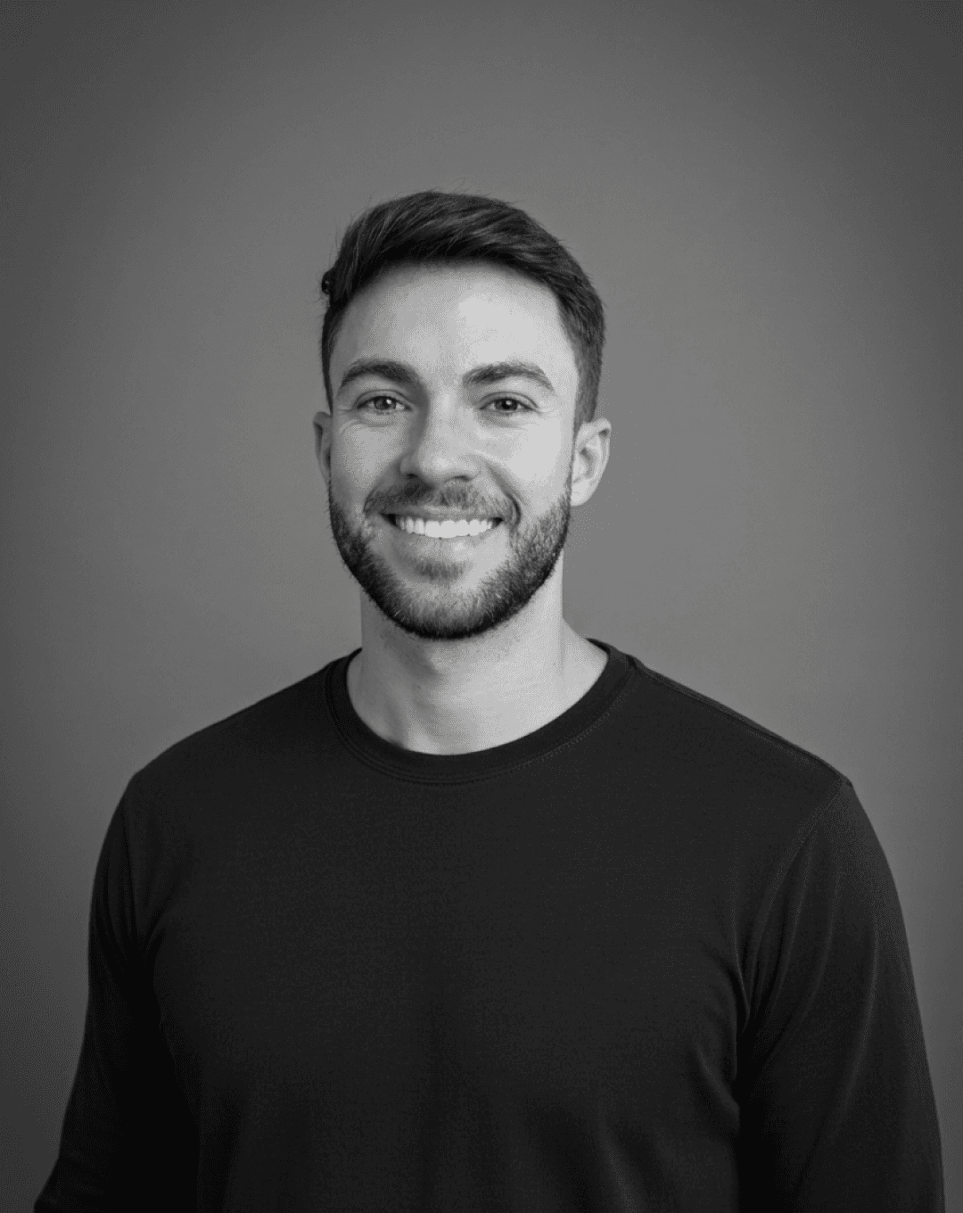 My Story: A portrait of a Yanick Jimenez (product designer) smiling with short brown hair and a light beard, set against a soft green background. The text below mentions that he is originally from Costa Rica and now lives in Quebec, Canada.