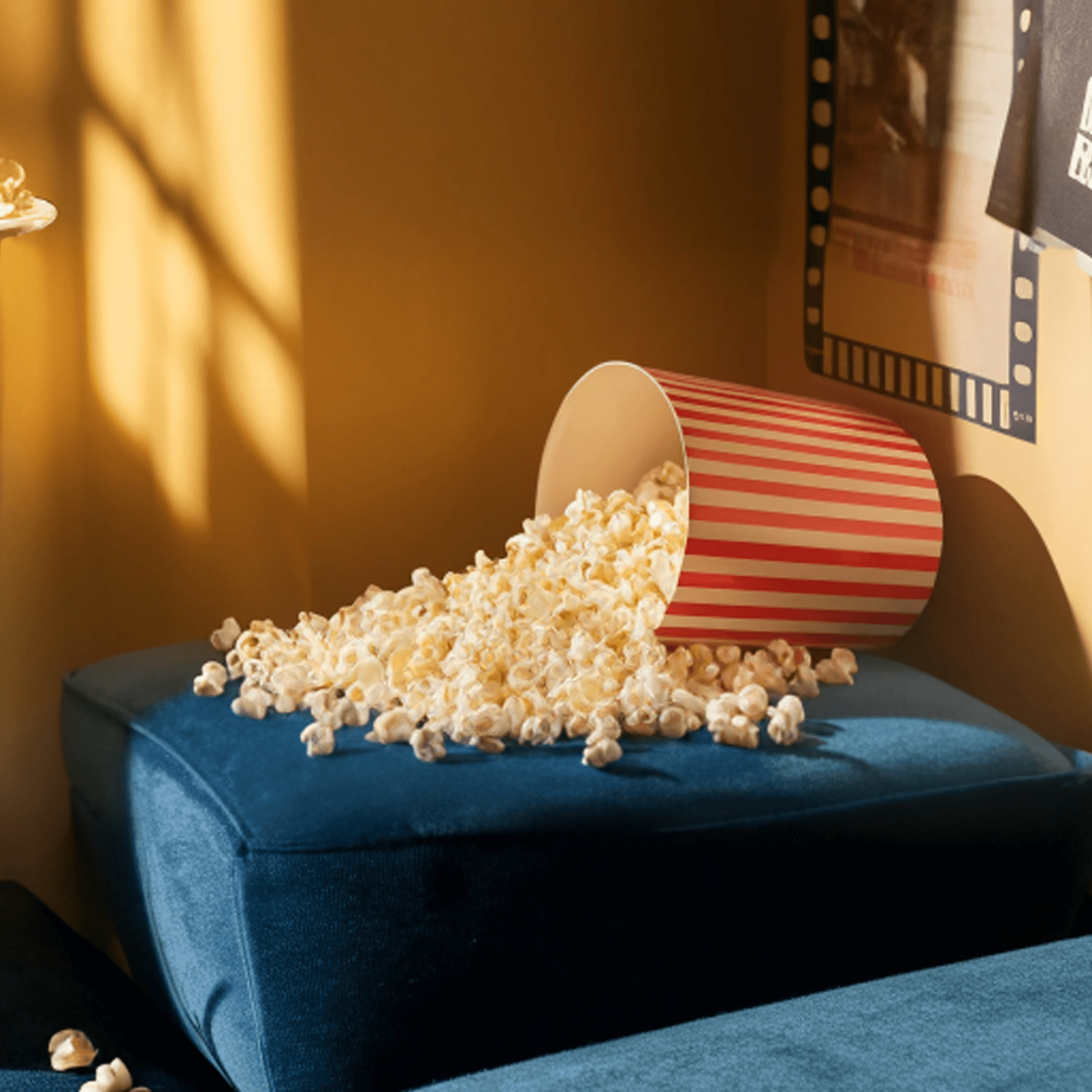 AI-generated popcorn video frames — prompt preview in Lore