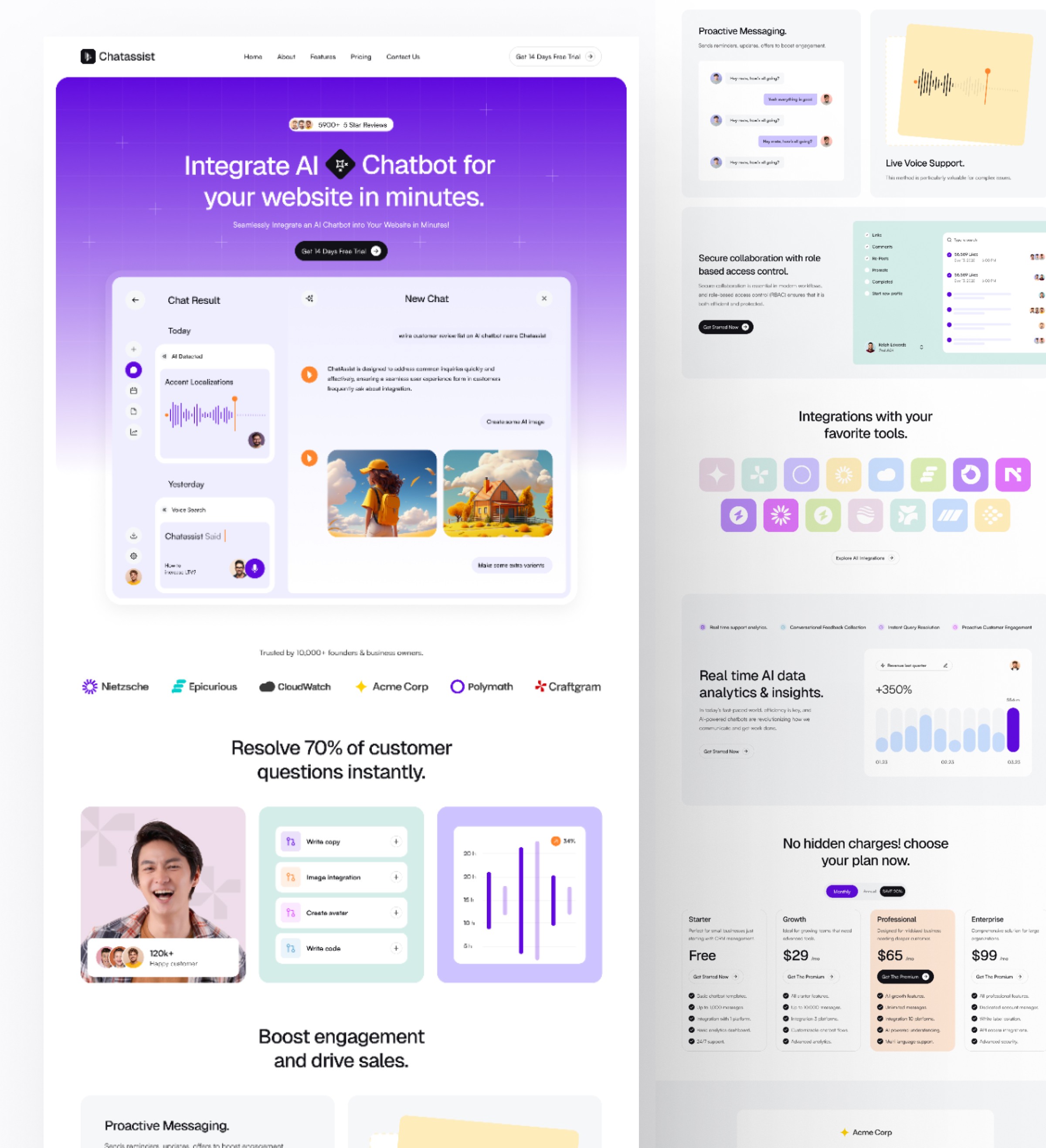 AI Chatbot/ AI agencts for users services website  another landing page website