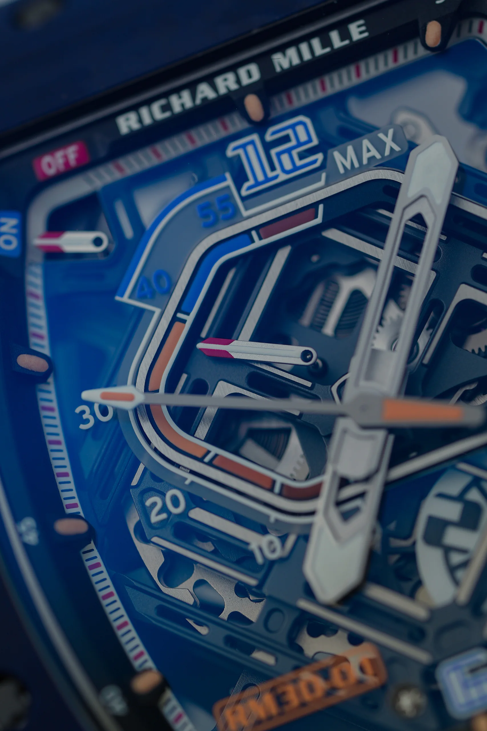 Richard Mille RM 30-01 Blue Quartz TPT close-up of the case and bezel