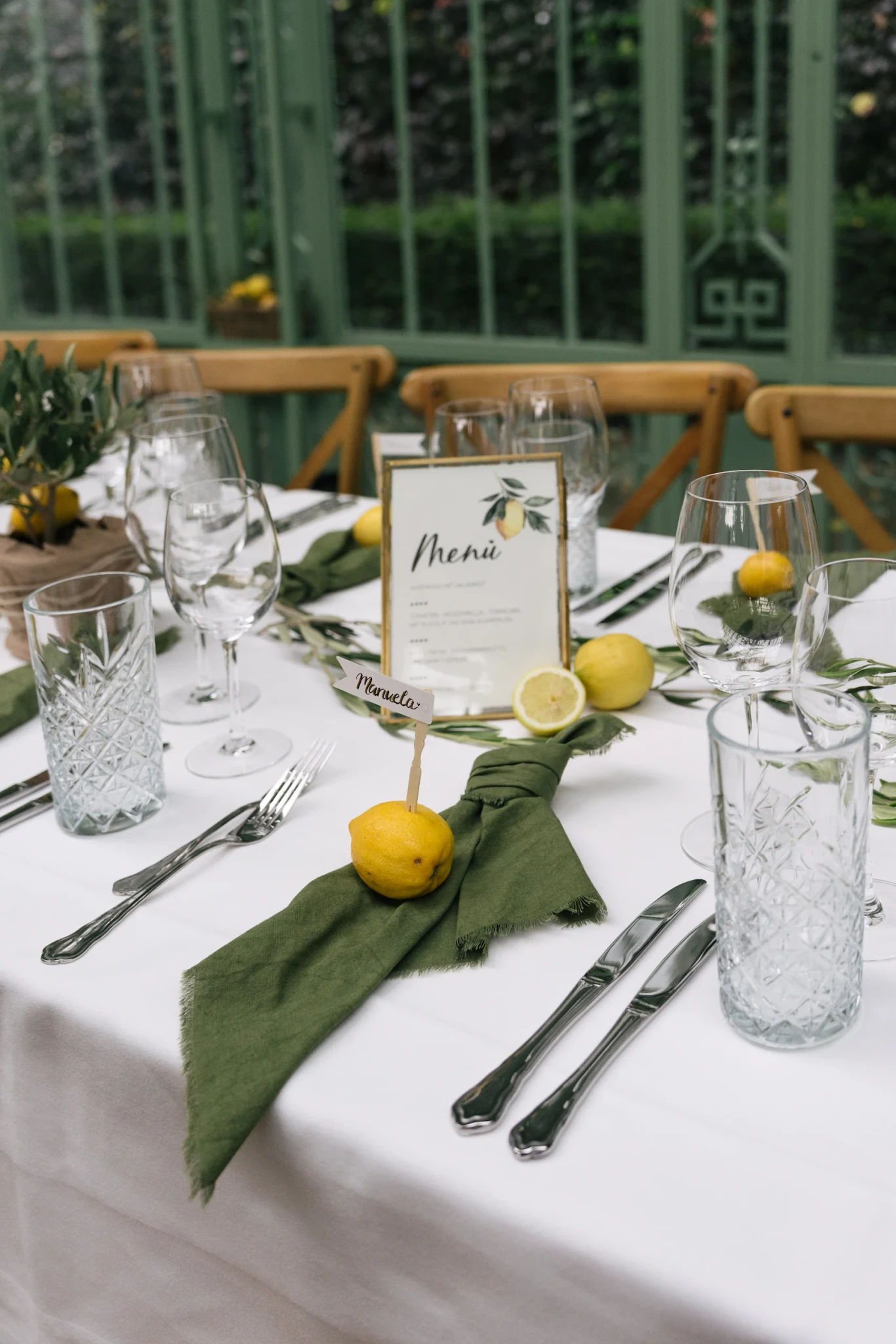 Menükarte mit Zitrone – Hochzeit N&M in Domat/Ems