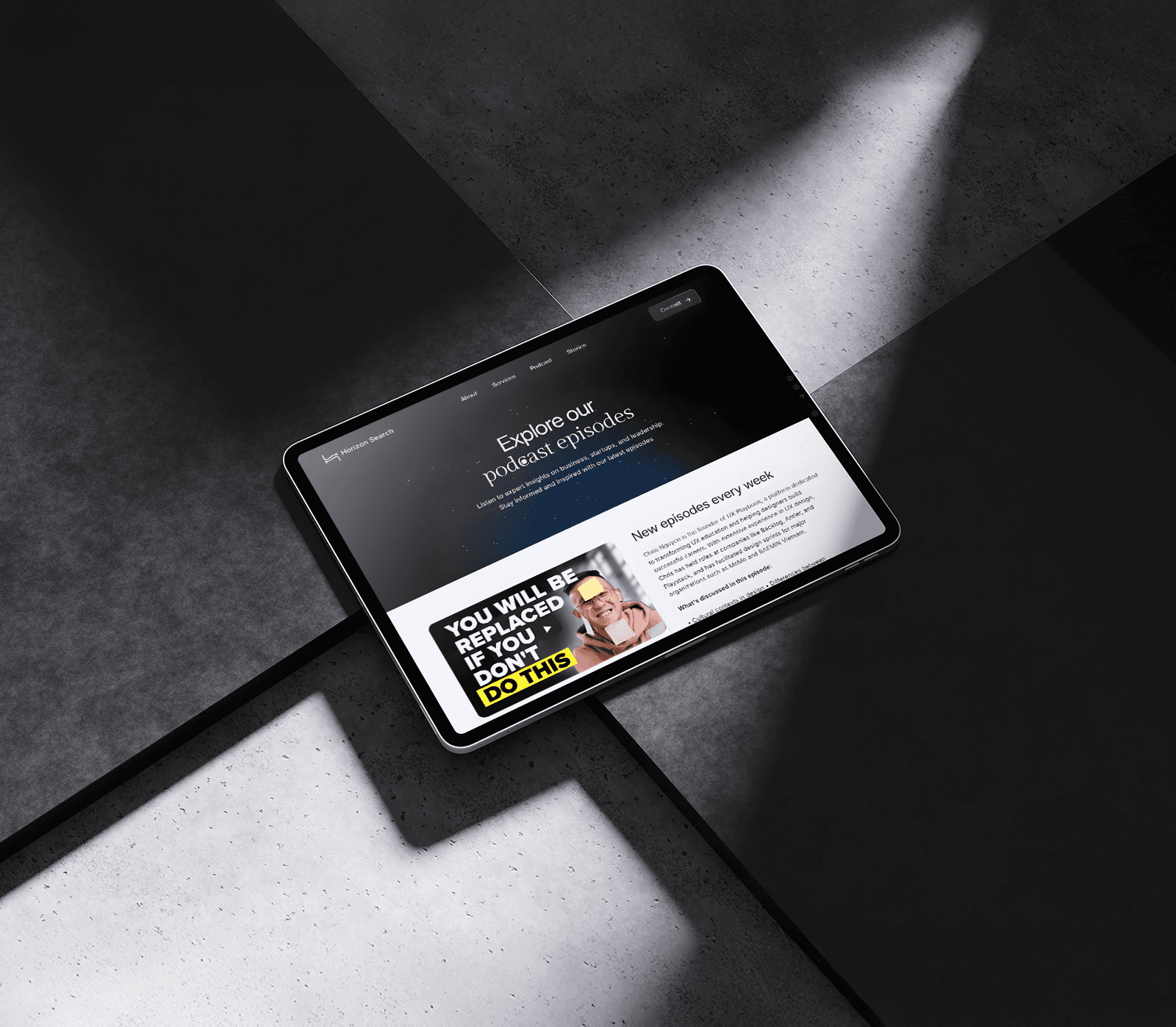 Horizon Search website tablet mockup