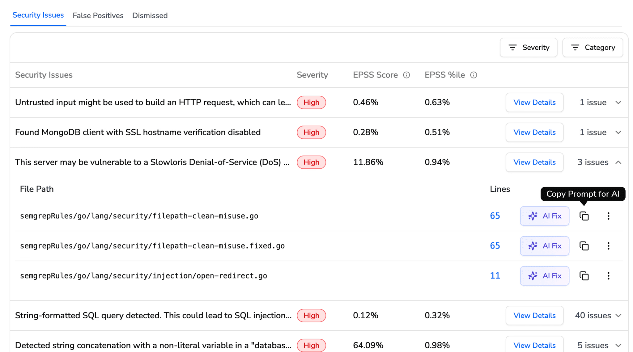 CodeAnt AI quality gate configuration screen showing pull requests automatically blocked or flagged based on EPSS exploit-probability severity