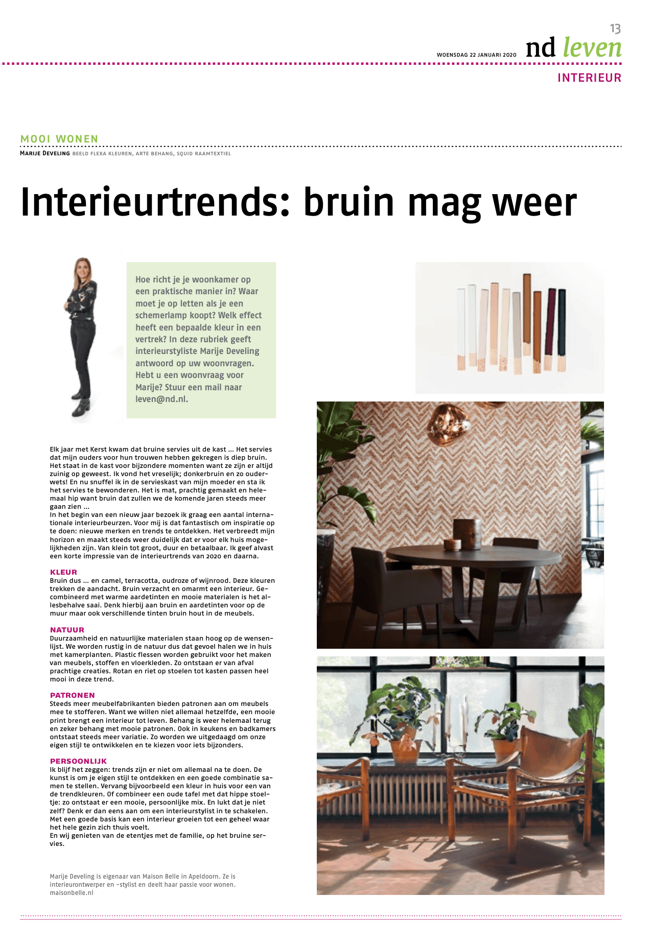 interieur bruin column