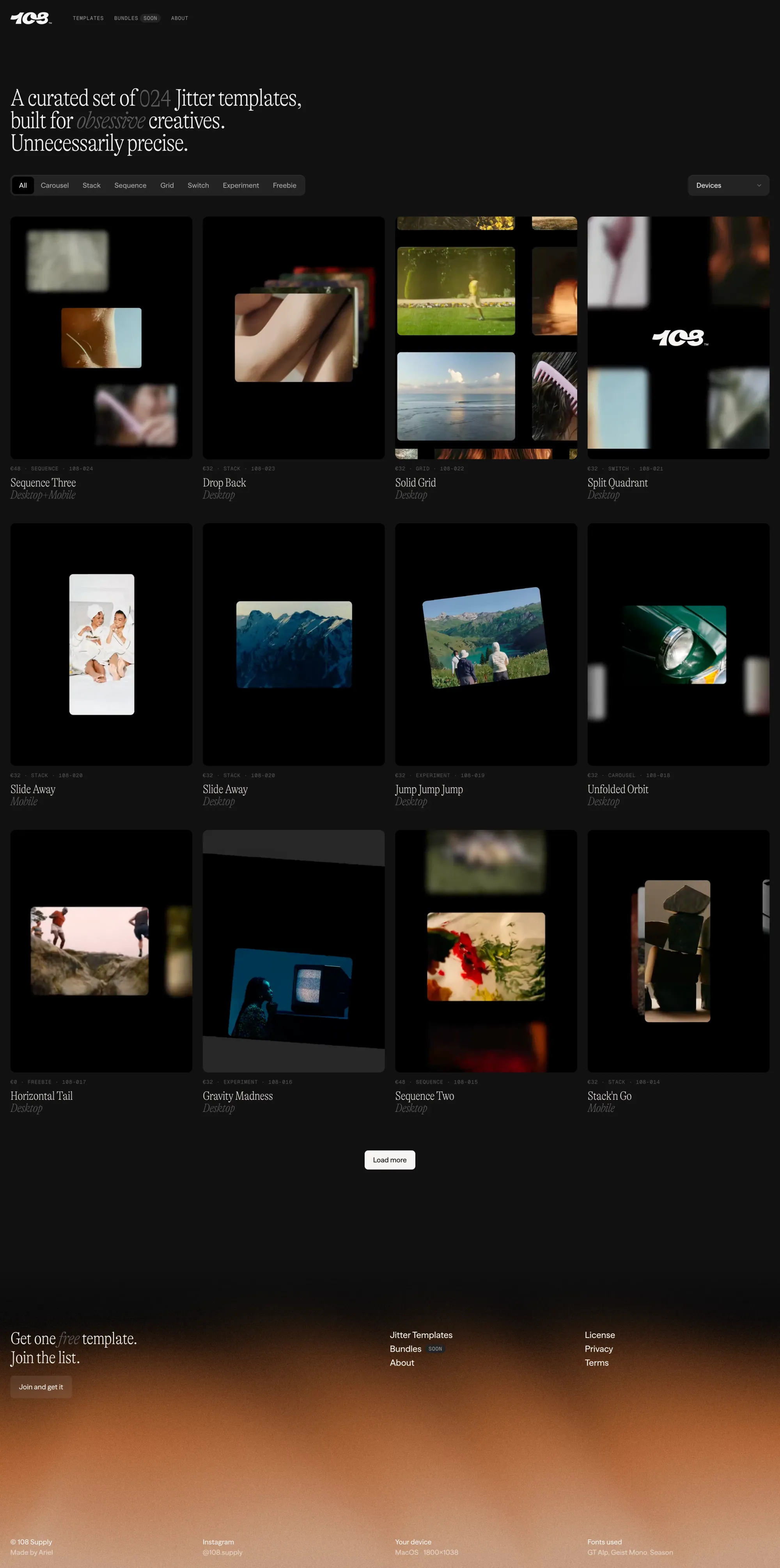 108™ Supply portfolio page screenshot showcasing Design design