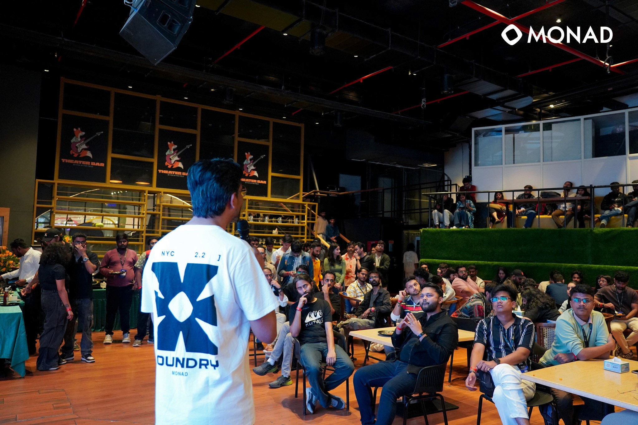 Web3 founder speaking at industry meetup