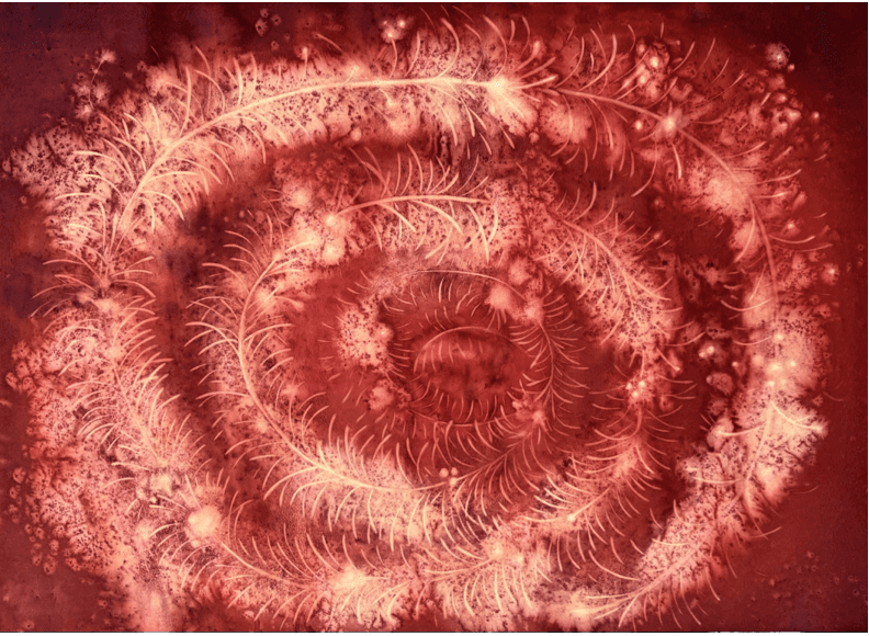 herd of sheep on road painting