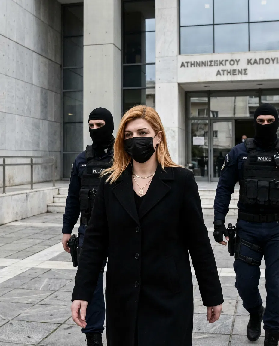 Roula Pispirigkou arriving at the Athens Court of Appeal.